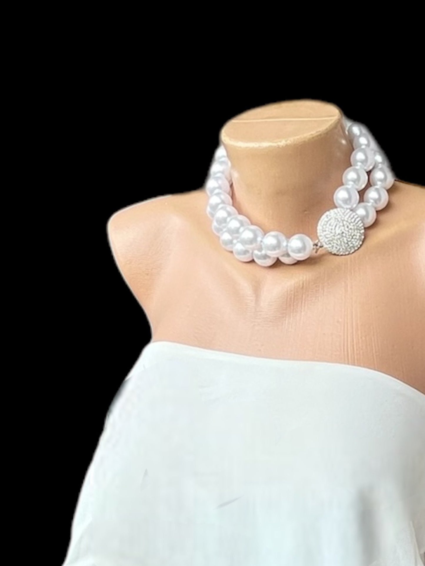 Trendy Şık, Düğün Choker, Beyaz  İnci kolye