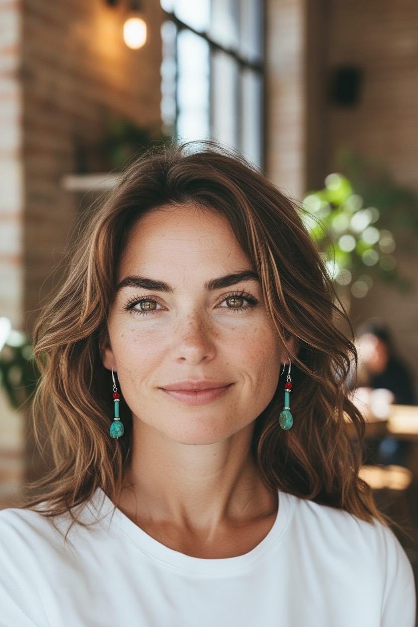 Handmade turquoise and coral gemstone drop earrings with silver ear wire closure. Features natural turquoise teardrop stones paired with round coral   and silver-plated accents. Lightweight boho style dangle earrings, perfect for everyday wear, gifts, or special occasions